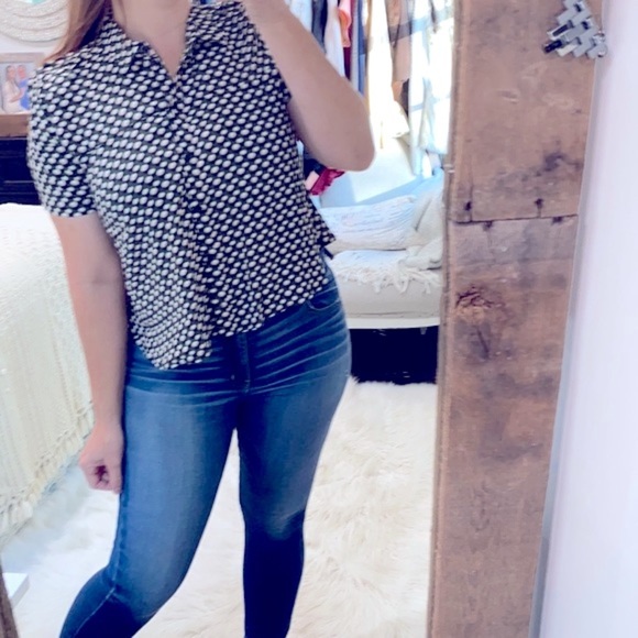 Topshop polka dot button down top size 8 - Picture 1 of 6